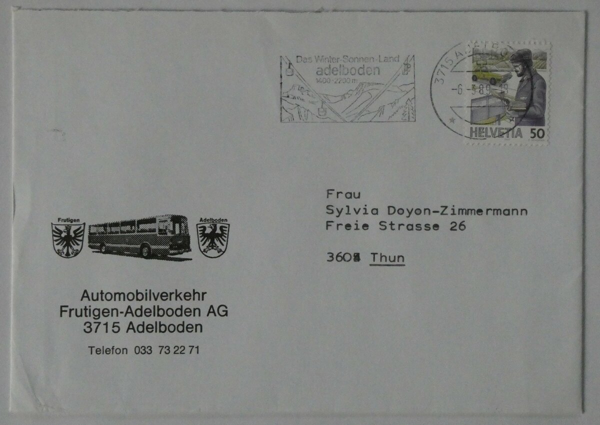 (231'216) - AFA-Briefumschlag vom 6. M�rz 1989 am 13. Dezember 2021 in Thun