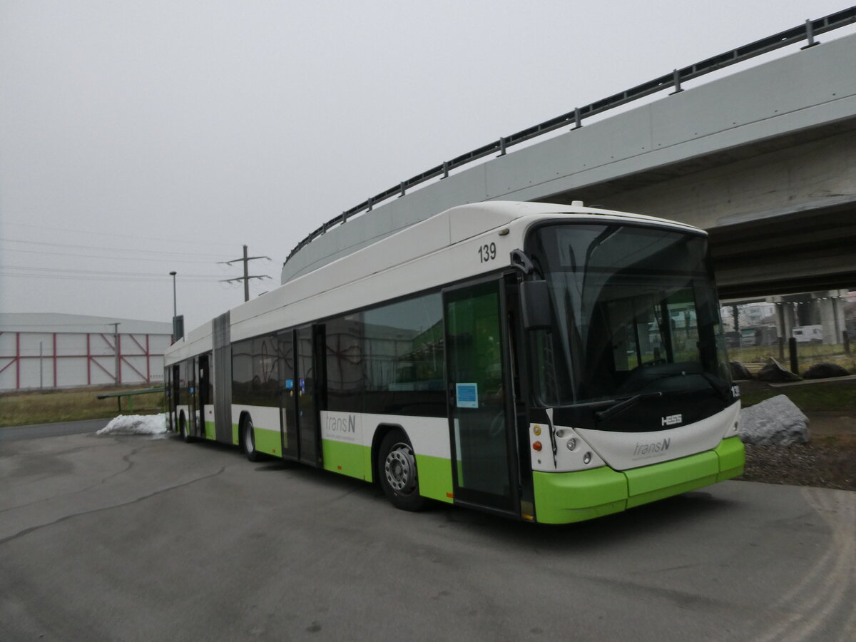 (231'516) - transN, La Chaux-de-Fonds - Nr. 139 - Hess/Hess Gelenktrolleybus (ex TN Neuch�tel Nr. 139) am 19. Dezember 2021 in Kerzers, Interbus