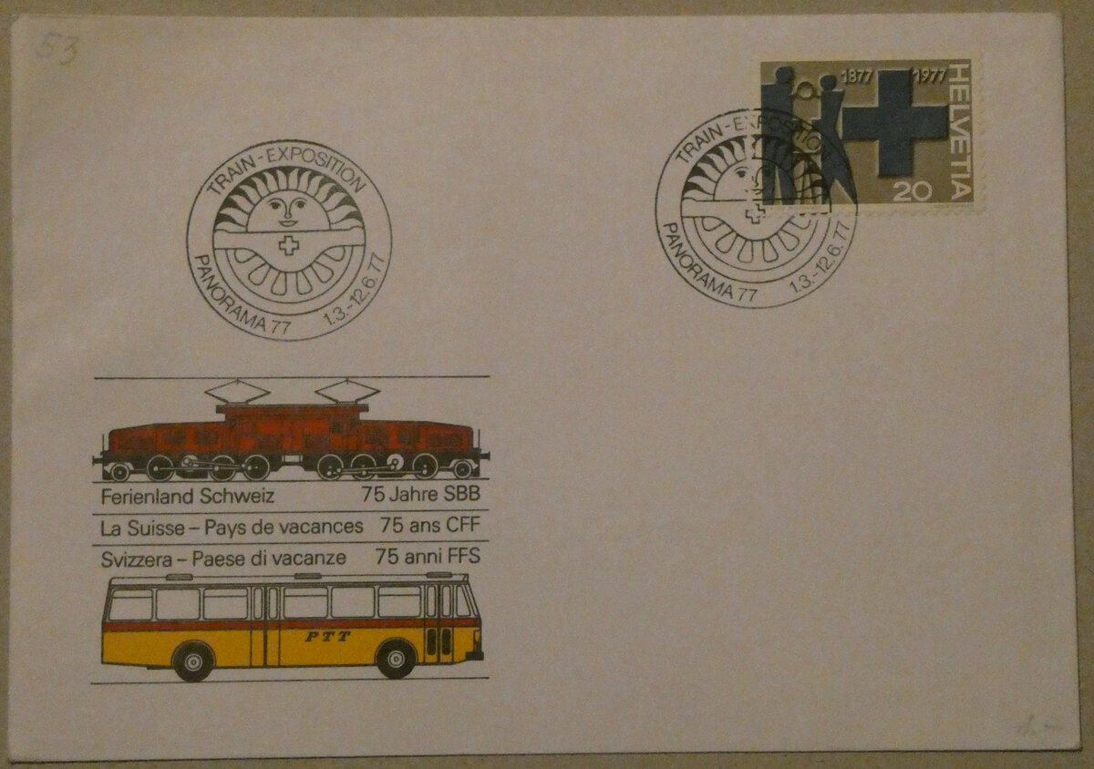 (232'619) - PTT-Briefumschlag vom 1. M�rz bis 12. Juni 1977 am 2. Februar 2022 in Thun