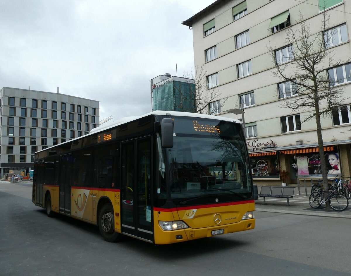 (232'665) - CarPostal Ouest - JU 61'876 - Mercedes (ex Nr. 16) am 6. Februar 2022 beim Bahnhof Del�mont