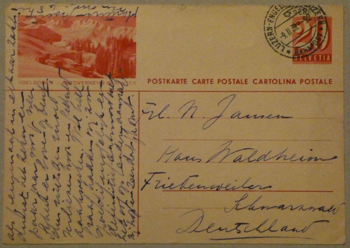 (232'985) - PTT-Postkarte � 20 Rappen - Adelboden. Autoverkehr im Winter - am 19. Februar 2022 in Thun