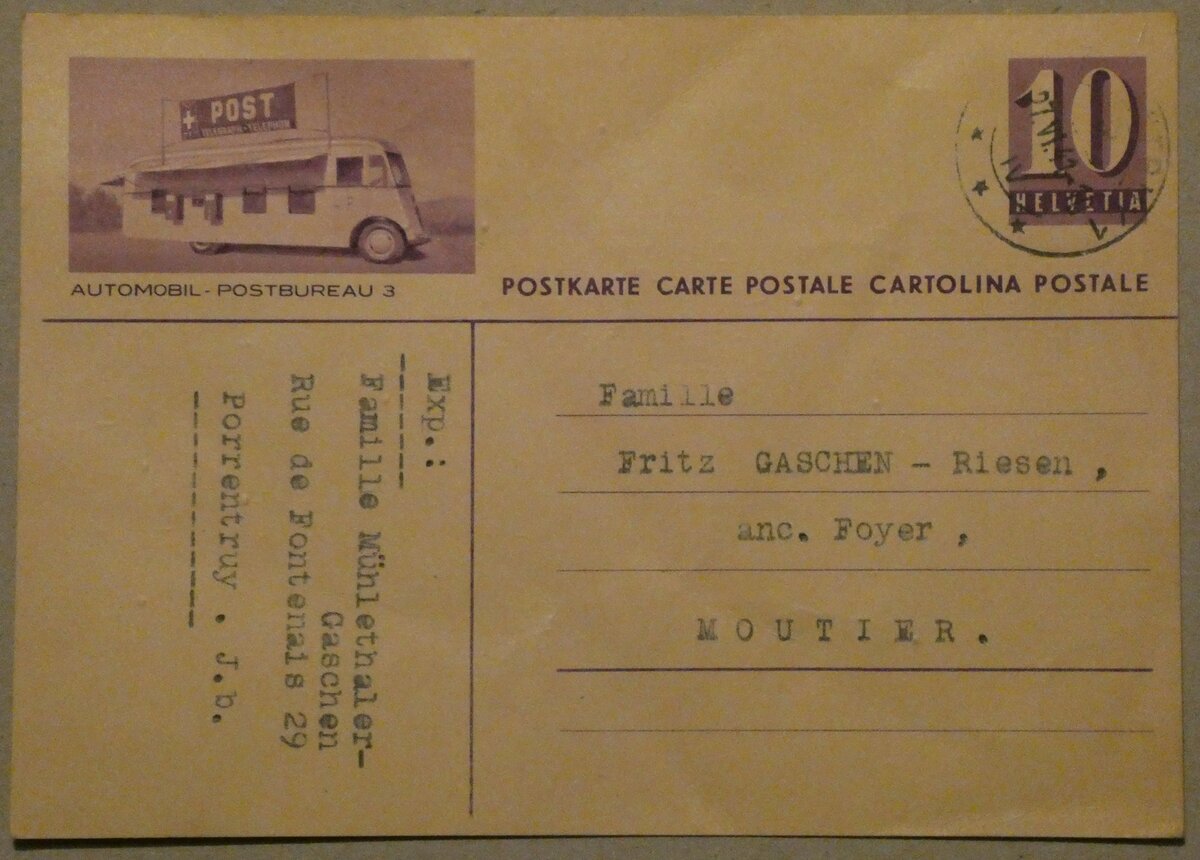 (232'990) - PTT-Postkarte � 10 Rappen - Automobil-Postbureau 3 - am 19. Februar 2022 in Thun