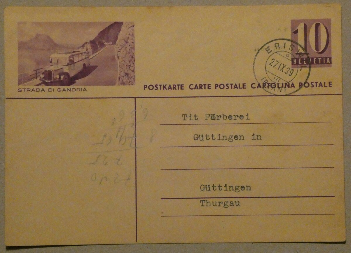 (232'992) - PTT-Postkarte � 10 Rappen - Strada di Gandria - am 19. Februar 2022 in Thun