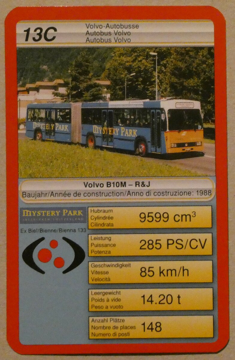 (233'501) - Quartett-Spielkarte mit Mystery Park-Bus am 8. M�rz 2022 in Thun