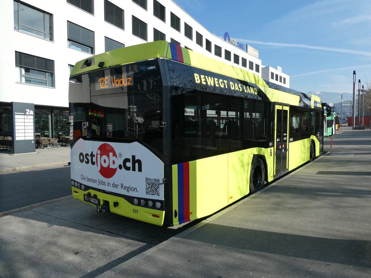 (233'509) - Aus Liechtenstein - BOS PS Anstalt, Vaduz - Nr. 531/FL 40'216 - Solaris am 8. M�rz 2022 beim Bahnhof Sargans