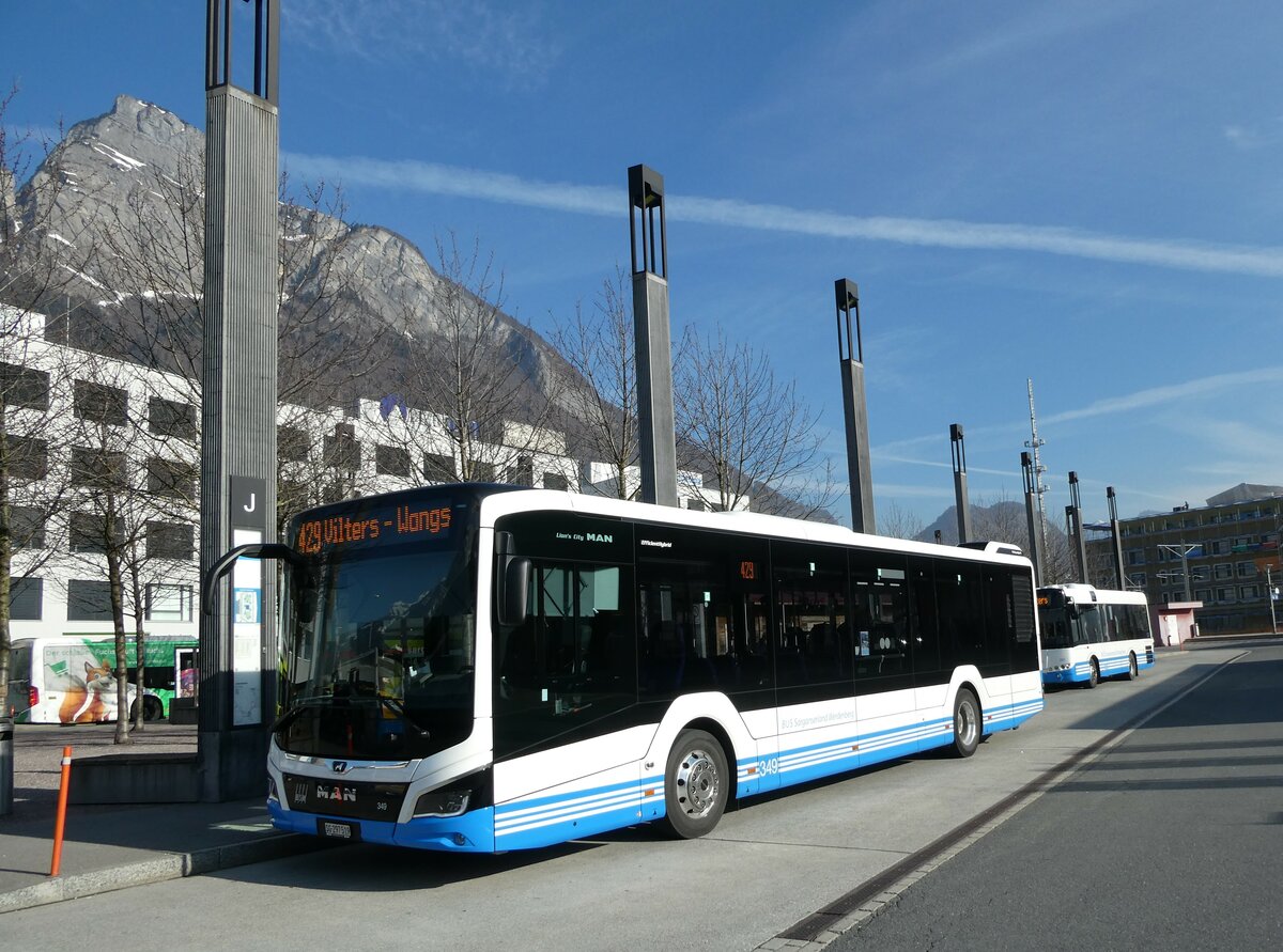 (233'513) - BSW Sargans - Nr. 349/SG 297'519 - MAN am 8. M�rz 2022 beim Bahnhof Sargans
