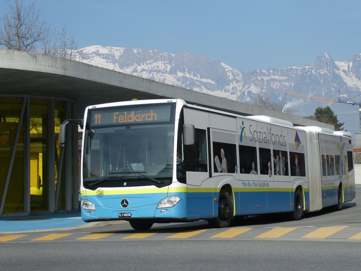 (233'535) - BOS PS Anstalt, Vaduz - Nr. 596/FL 40'238 - Mercedes (ex PLA Vaduz Nr. 66) am 8. M�rz 2022 beim Bahnhof Schaan