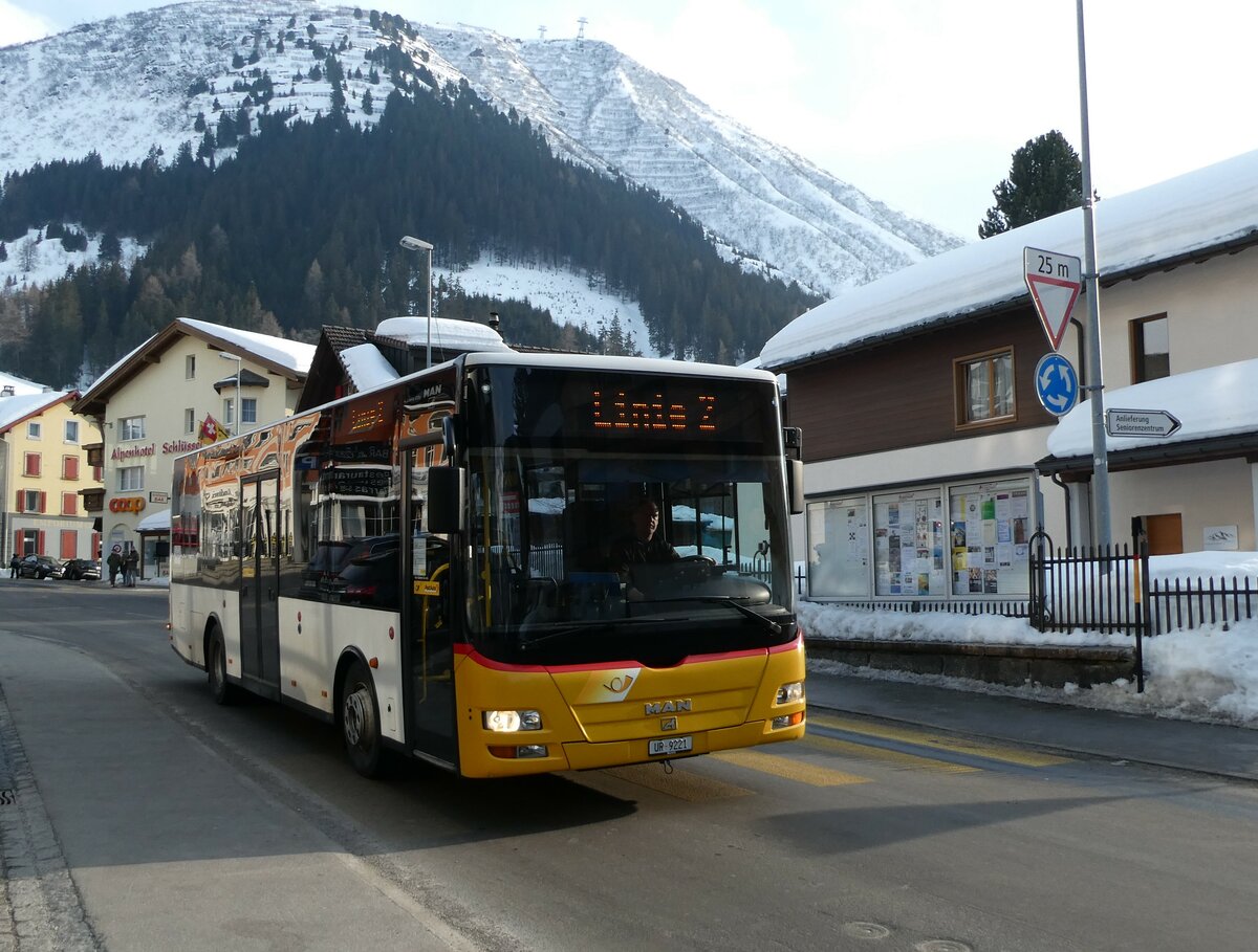 (233'817) - Mattli, Wassen - UR 9221 - MAN/G�ppel (ex Lengacher, Wichtrach Nr. 6) am 11. M�rz 2022 in Andermatt, Poststrasse