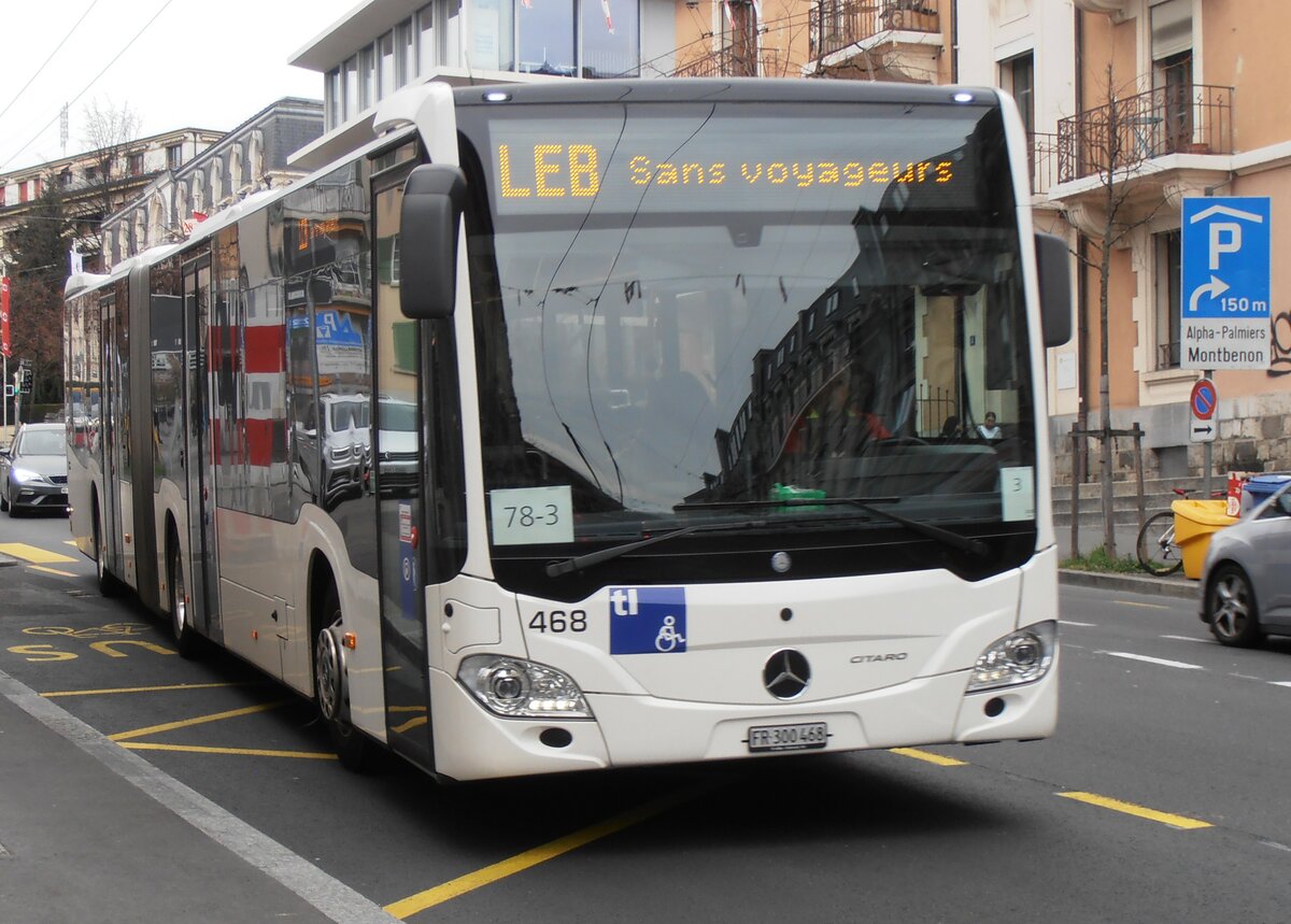 (233'945) - Intertours, Domdidier - Nr. 468/FR 300'468 - Mercedes (ex Nr. 201) am 13. M�rz 2022 beim Bahnhof Lausanne (Einsatz TL)