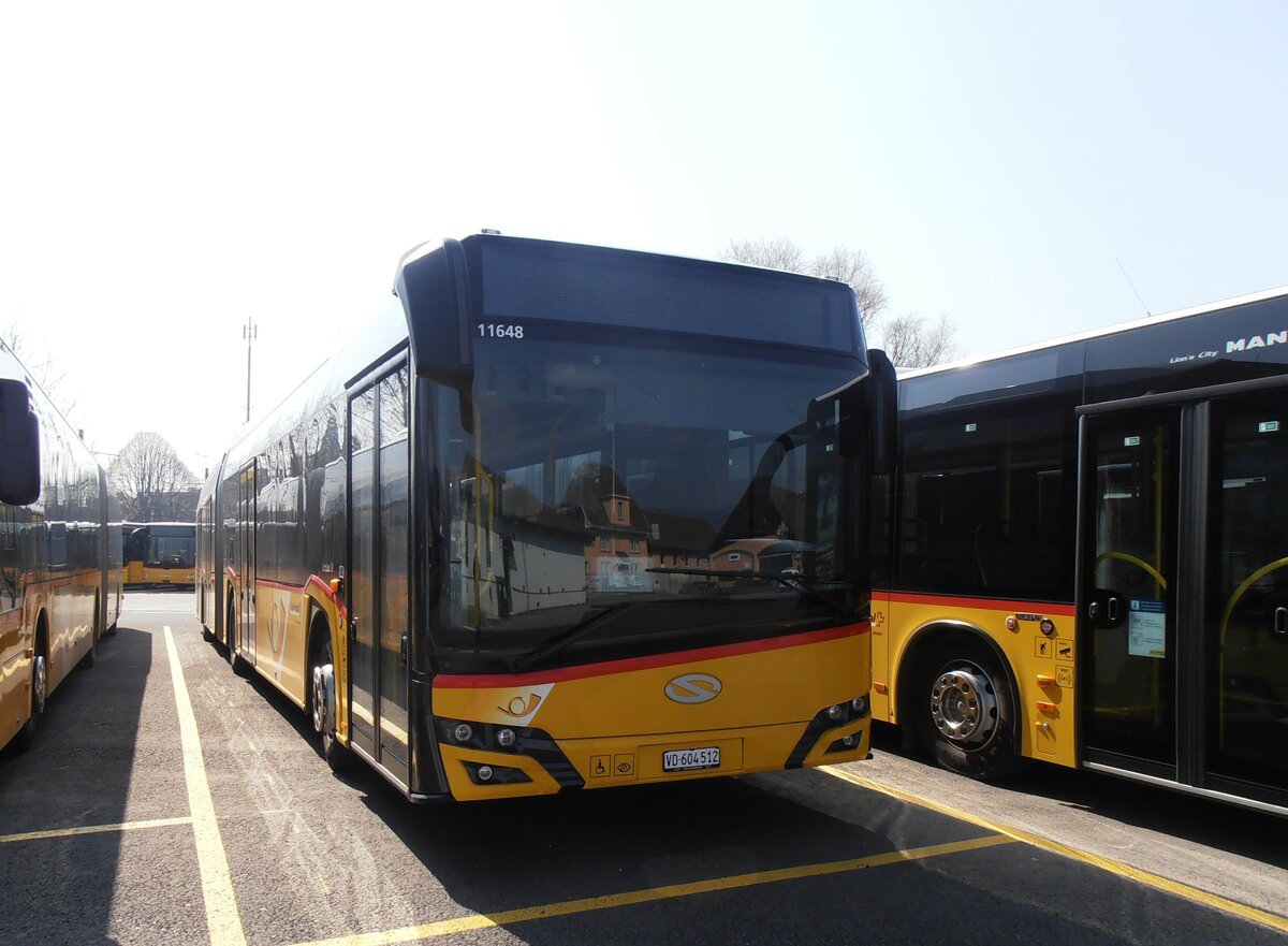 (234'024) - CarPostal Ouest - VD 604'512 - Solaris am 20. M�rz 2022 in Yverdon, Garage