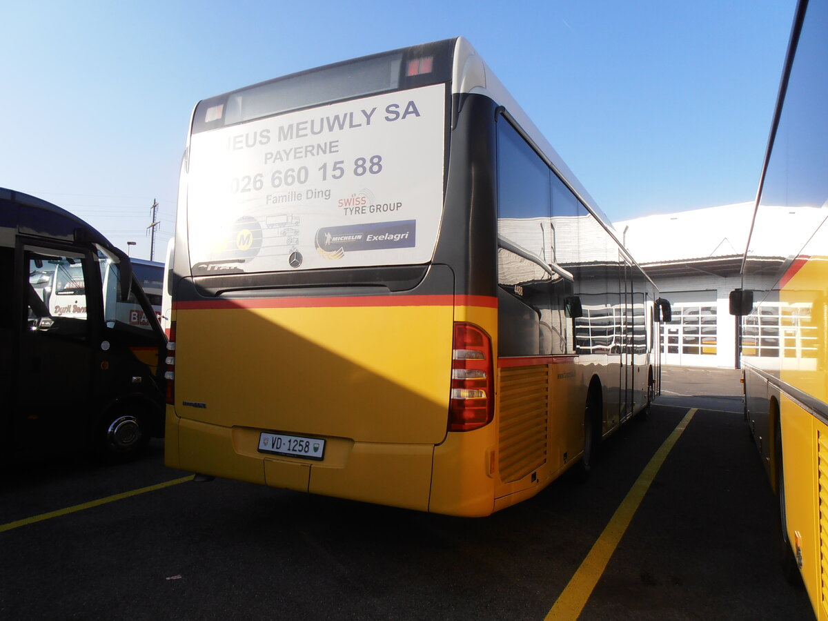 (234'114) - CarPostal Ouest - VD 1258 - Mercedes (ex TPB, S�deilles) am 26. M�rz 2022 in Kerzers, Interbus