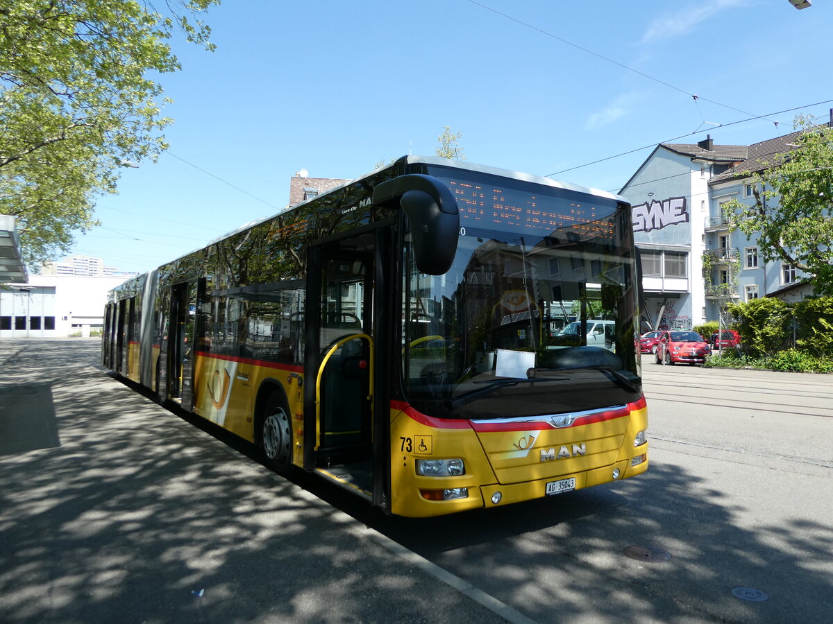 (235'002) - Steffen, Remetschwil - Nr. 73/AG 35'043 - MAN am 2. Mai 2022 beim Bahnhof Z�rich-Wiedikon 