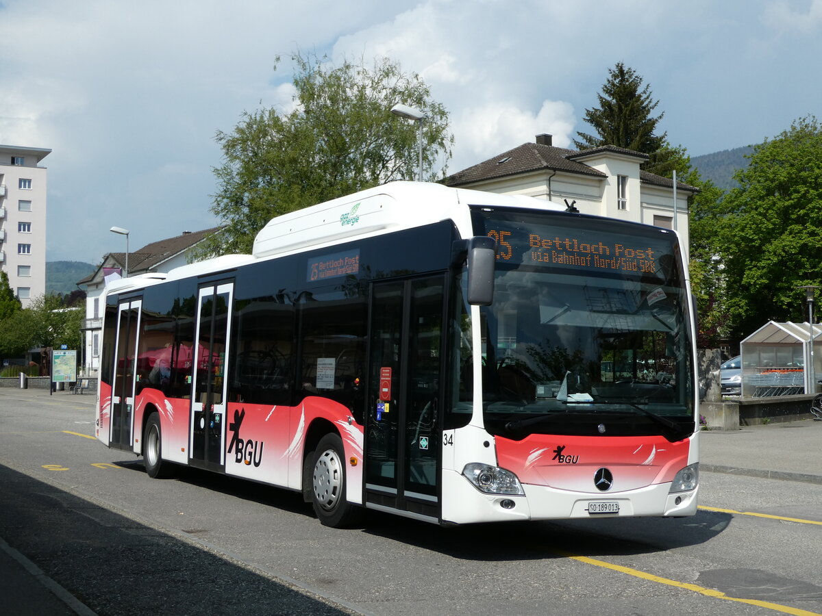 (235'128) - BGU Grenchen - Nr. 34/SO 189'013 - Mercedes am 4. Mai 2022 beim Bahnhof Grenchen S�d
