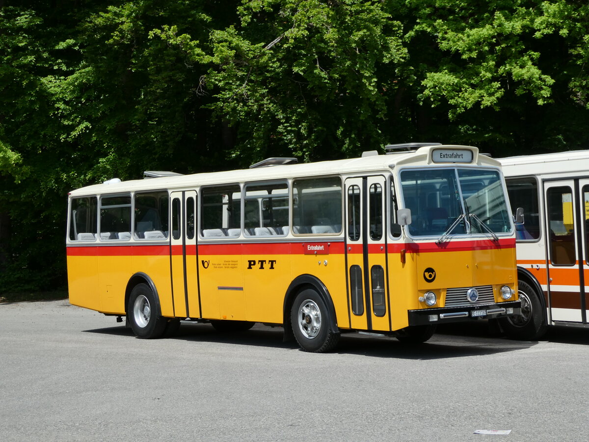 (235'635) - Gast, Reutigen - BE 113'160 - Saurer/T�scher (ex HPTrans, Thusis; ex Mauerhofer, Worb; ex Erni Schupfart Nr. 3; ex P 24'636) am 15. Mai 2022 in Burgdorf, �kihof Ziegelgut