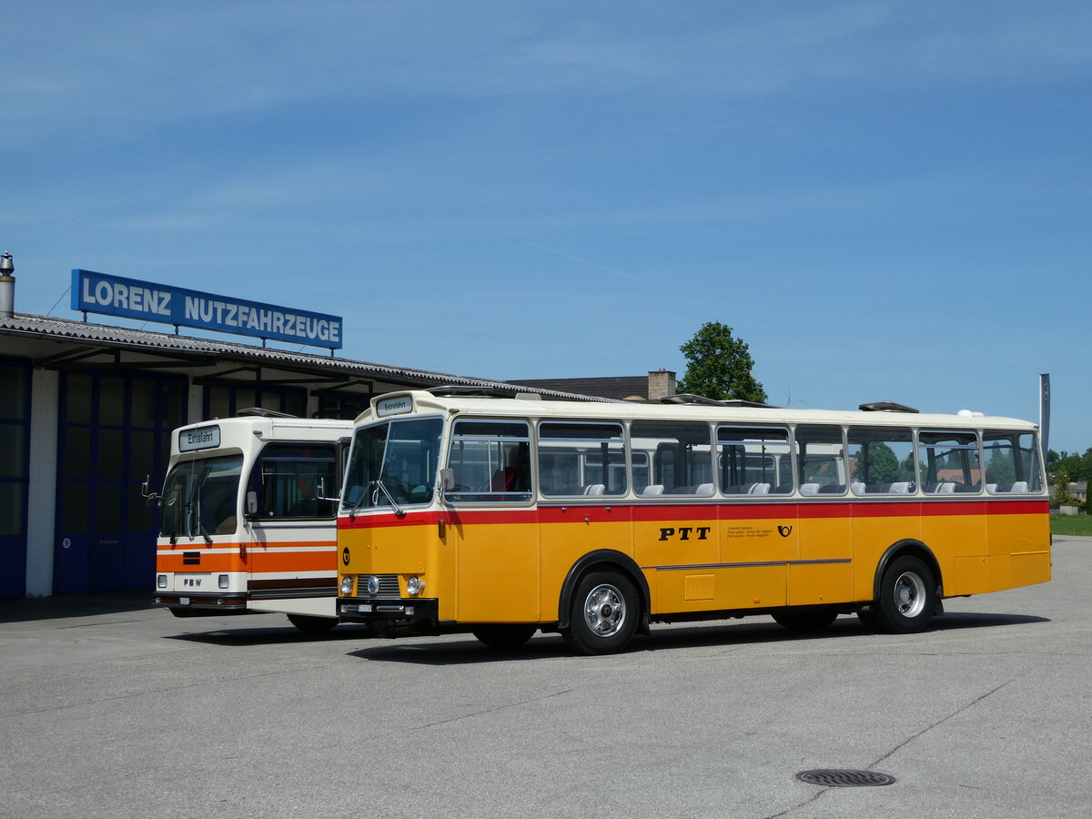 (235'664) - Gast, Reutigen - BE 113'160 - Saurer/T�scher (ex HPTrans, Thusis; ex Mauerhofer, Worb; ex Erni, Schupfart Nr. 3; ex P 24'636) am 15. Mai 2022 in Lyssach, Lorenz
