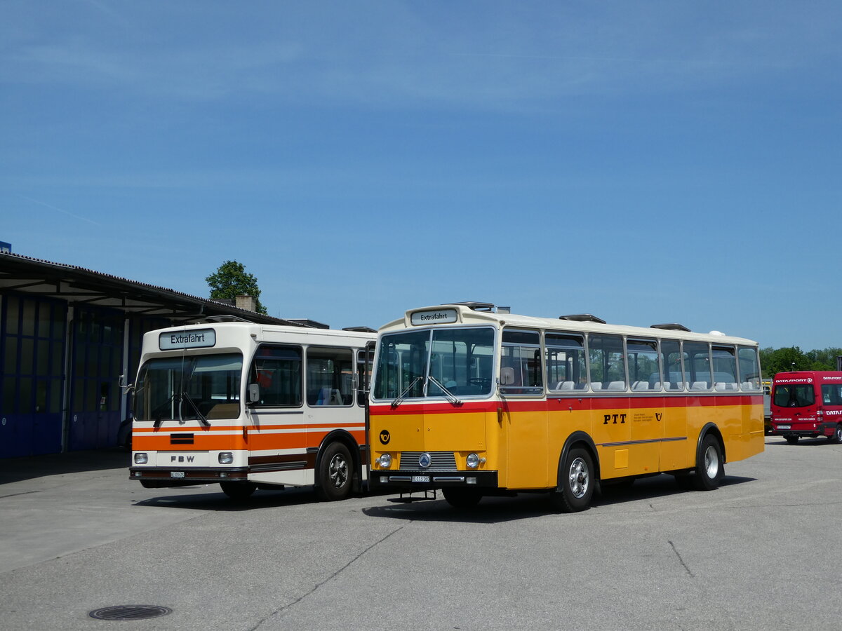 (235'666) - Gast, Reutigen - BE 113'160 - Saurer/T�scher (ex HPTrans, Thusis; ex Mauerhofer, Worb; ex Erni, Schupfart Nr. 3; ex P 24'636) am 15. Mai 2022 in Lyssach, Lorenz