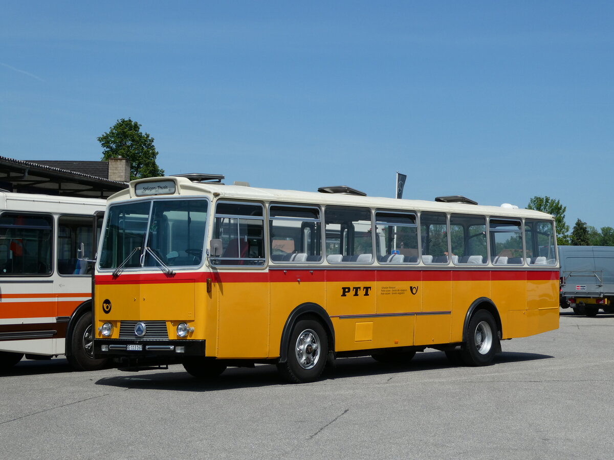 (235'670) - Gast, Reutigen - BE 113'160 - Saurer/T�scher (ex HPTrans, Thusis; ex Mauerhofer, Worb; ex Erni, Schupfart Nr. 3; ex P 24'636) am 15. Mai 2022 in Lyssach, Lorenz