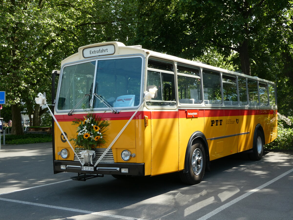 (235'750) - Gast, Reutigen - BE 113'160 - Saurer/T�scher (ex HPTrans, Thusis; ex Mauerhofer, Worb; ex Erni, Schupfart Nr. 3; ex P 24'636) am 20. Mai 2022 in Thun, Grabengut