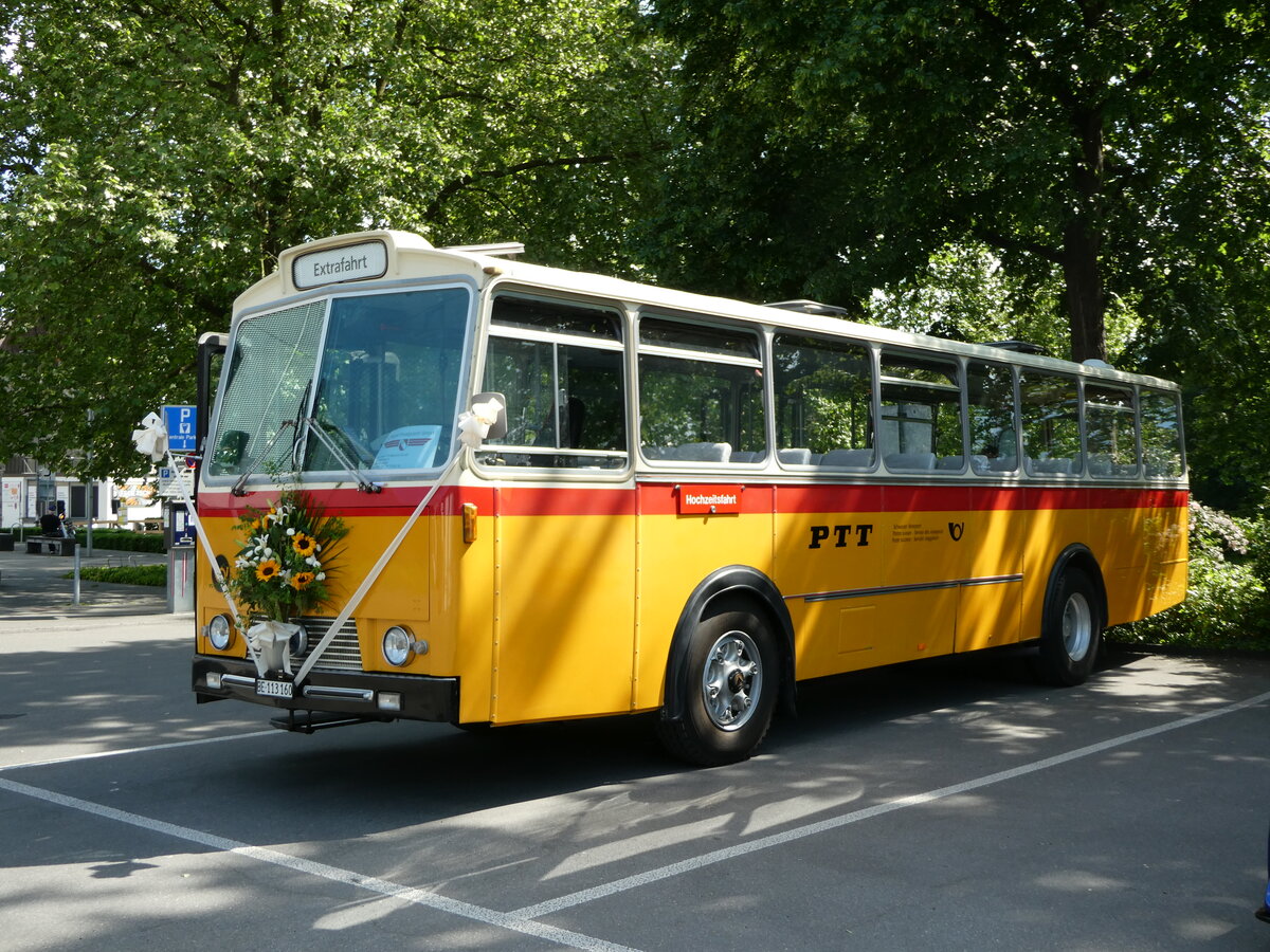 (235'751) - Gast, Reutigen - BE 113'160 - Saurer/T�scher (ex HPTrans, Thusis; ex Mauerhofer, Worb; ex Erni, Schupfart Nr. 3; ex P 24'636) am 20. Mai 2022 in Thun, Grabengut
