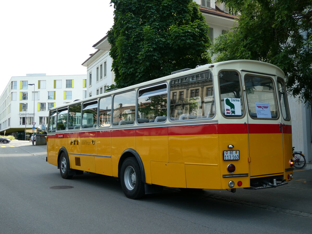 (235'757) - Gast, Reutigen - BE 113'160 - Saurer/T�scher (ex HPTrans, Thusis; ex Mauerhofer, Worb; ex Erni, Schupfart Nr. 3; ex P 24'636) am 20. Mai 2022 in Thun, Scheibenstrasse