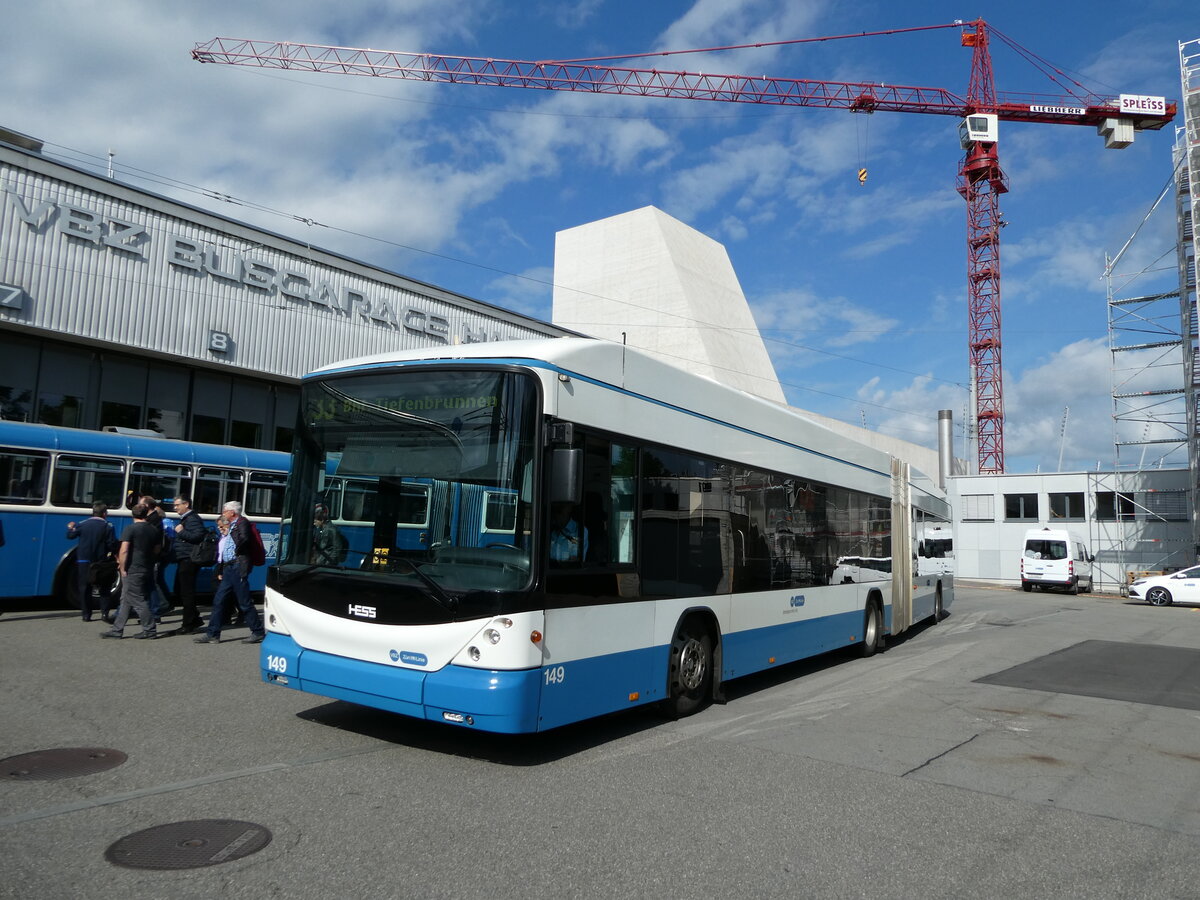 (236'381) - VBZ Z�rich - Nr. 149 - Hess/Hess Gelenktrolleybus am 28. Mai 2022 in Z�rich, Garage Hardau