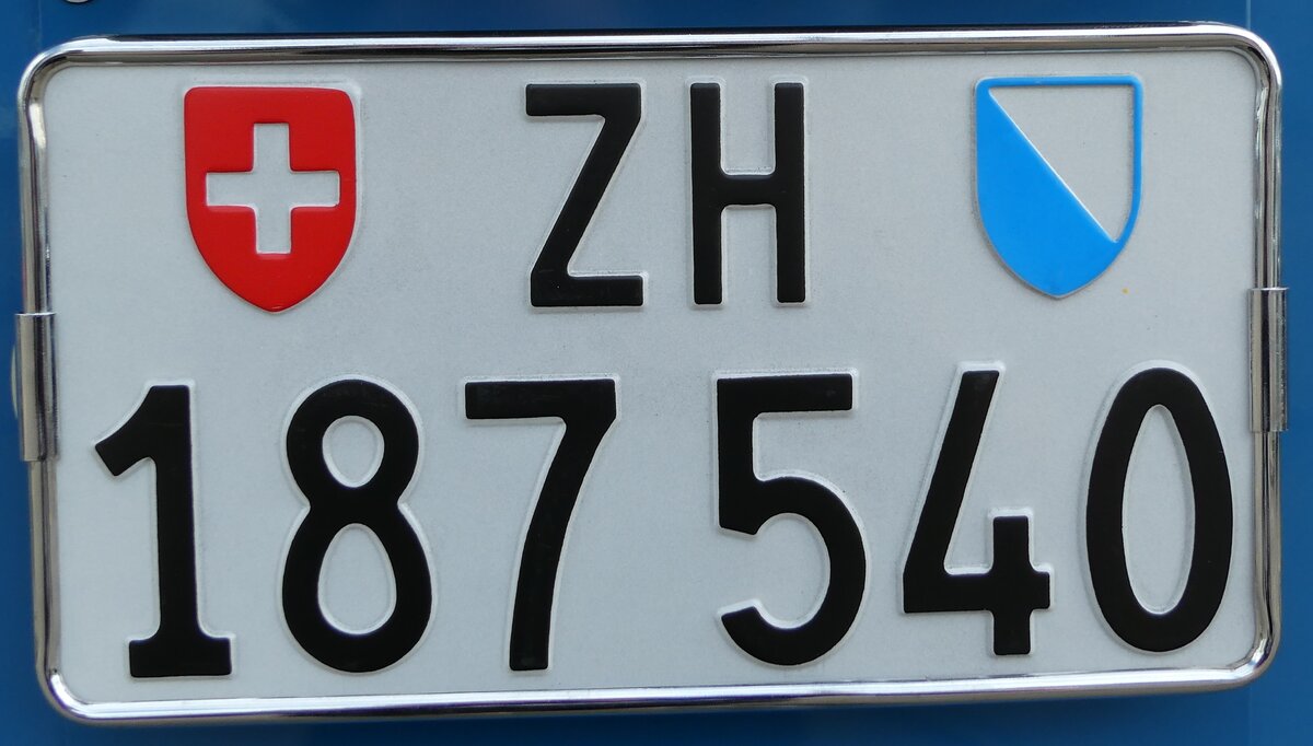 (236'400) - Nummernschild - ZH 187'540 - am 28. Mai 2022 in Z�rich, Wartau