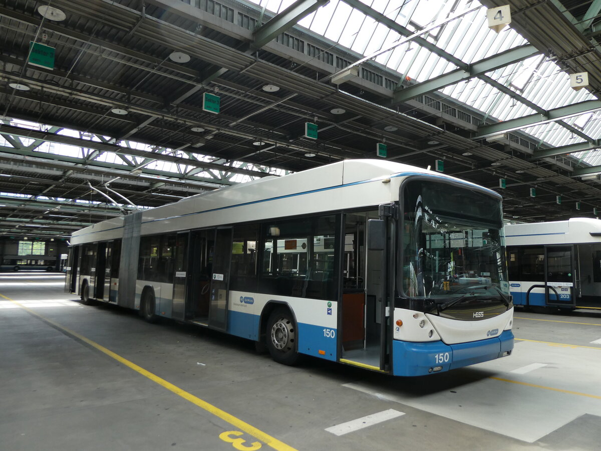 (236'401) - VBZ Z�rich - Nr. 150 - Hess/Hess Gelenktrolleybus am 28. Mai 2022 in Z�rich, Garage Hardau