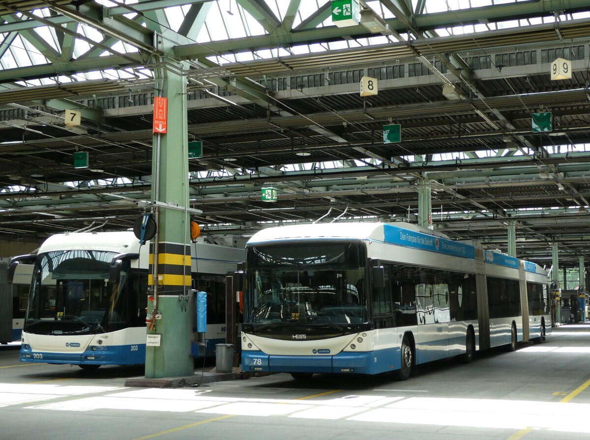 (236'404) - VBZ Z�rich - Nr. 78 - Hess/Hess Doppelgelenktrolleybus am 28. Mai 2022 in Z�rich, Garage Hardau