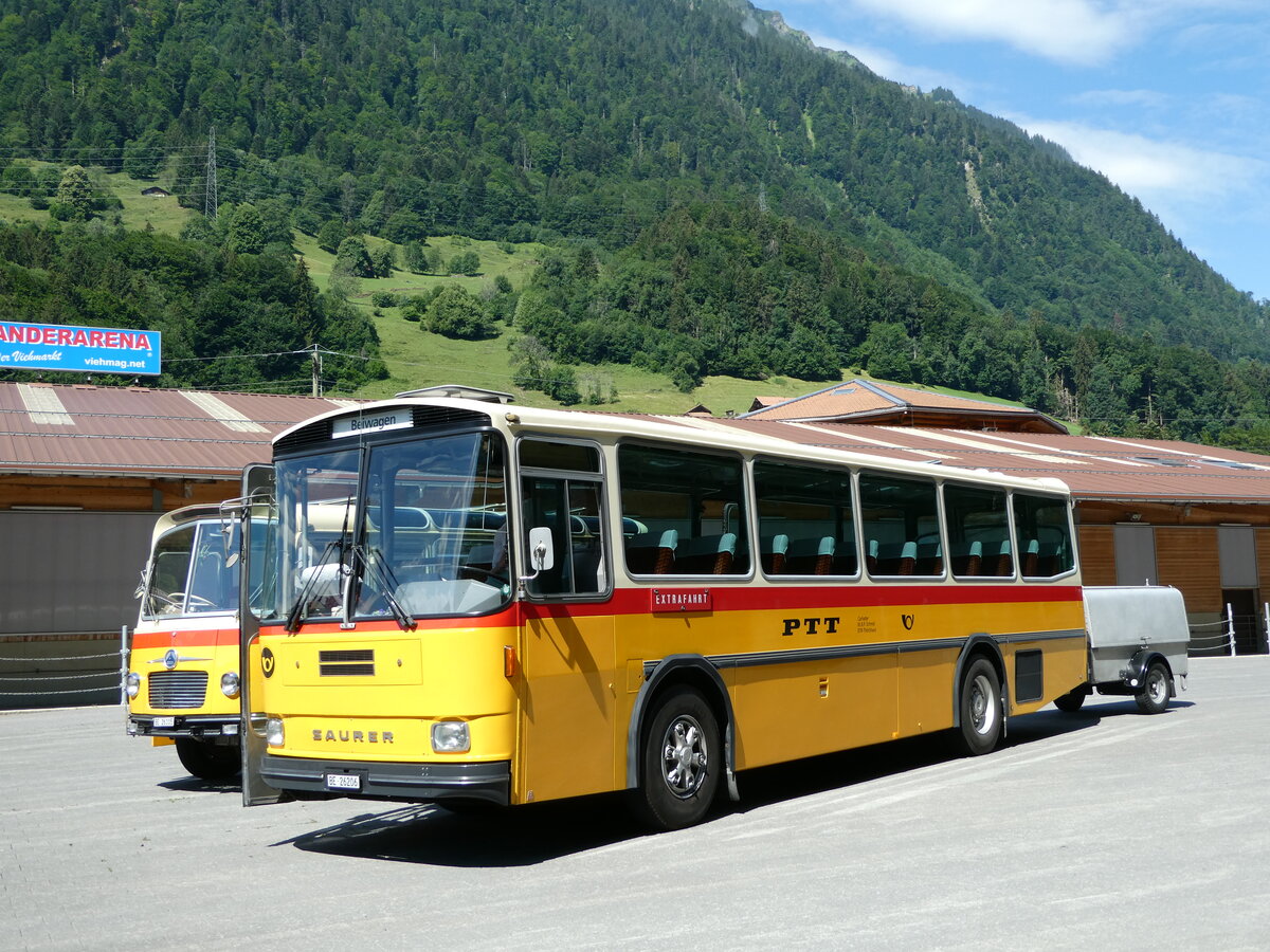 (237'568) - Schmid, Th�rishaus - BE 26'206 - Saurer/T�scher (ex P 24'244) am 26. Juni 2022 in M�lenen, Kanderarena