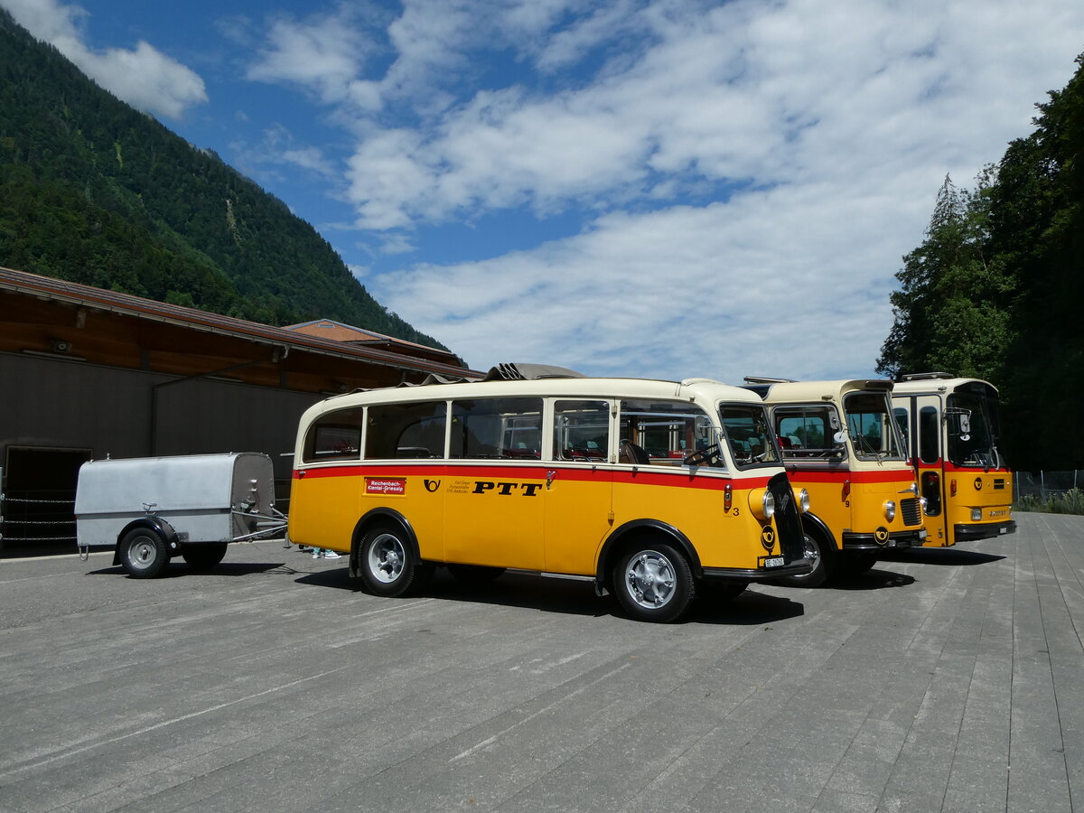 (237'604) - Schmid, Th�rishaus - Nr. 3/BE 26'760 - Saurer/Gangloff (ex Geiger, Adelboden Nr. 3) am 26. Juni 2022 in M�lenen, Kanderarena