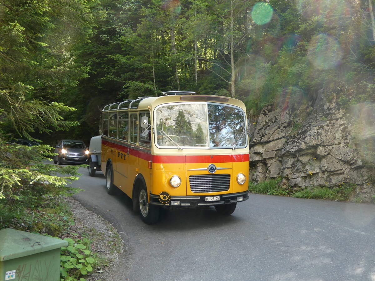 (237'687) - Schmid, Th�rishaus - Nr. 9/BE 26'105 - Saurer/R&J (ex Geiger, Adelboden Nr. 9) am 26. Juni 2022 in Kiental, Hexenkessel