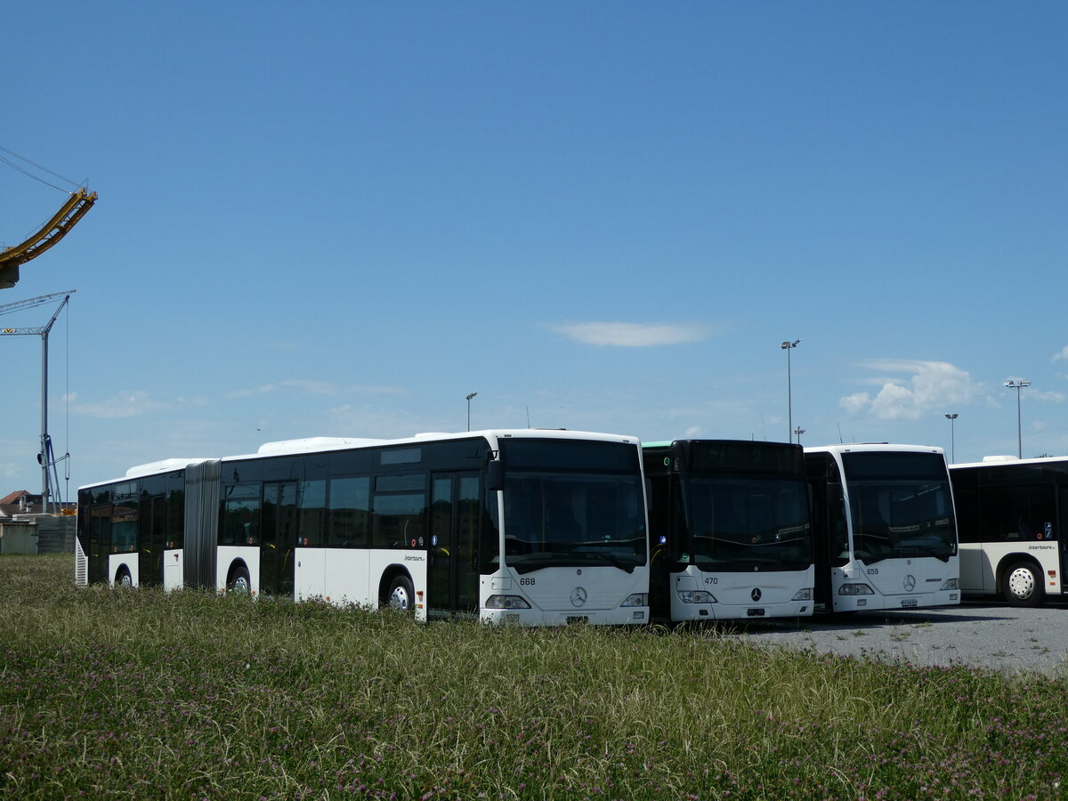(237'881) - Intertours, Domdidier - Nr. 668 - Mercedes (ex Nr. 203; ex VZO Gr�ningen Nr. 53) am 3. Juli 2022 in Domdidier, Garage