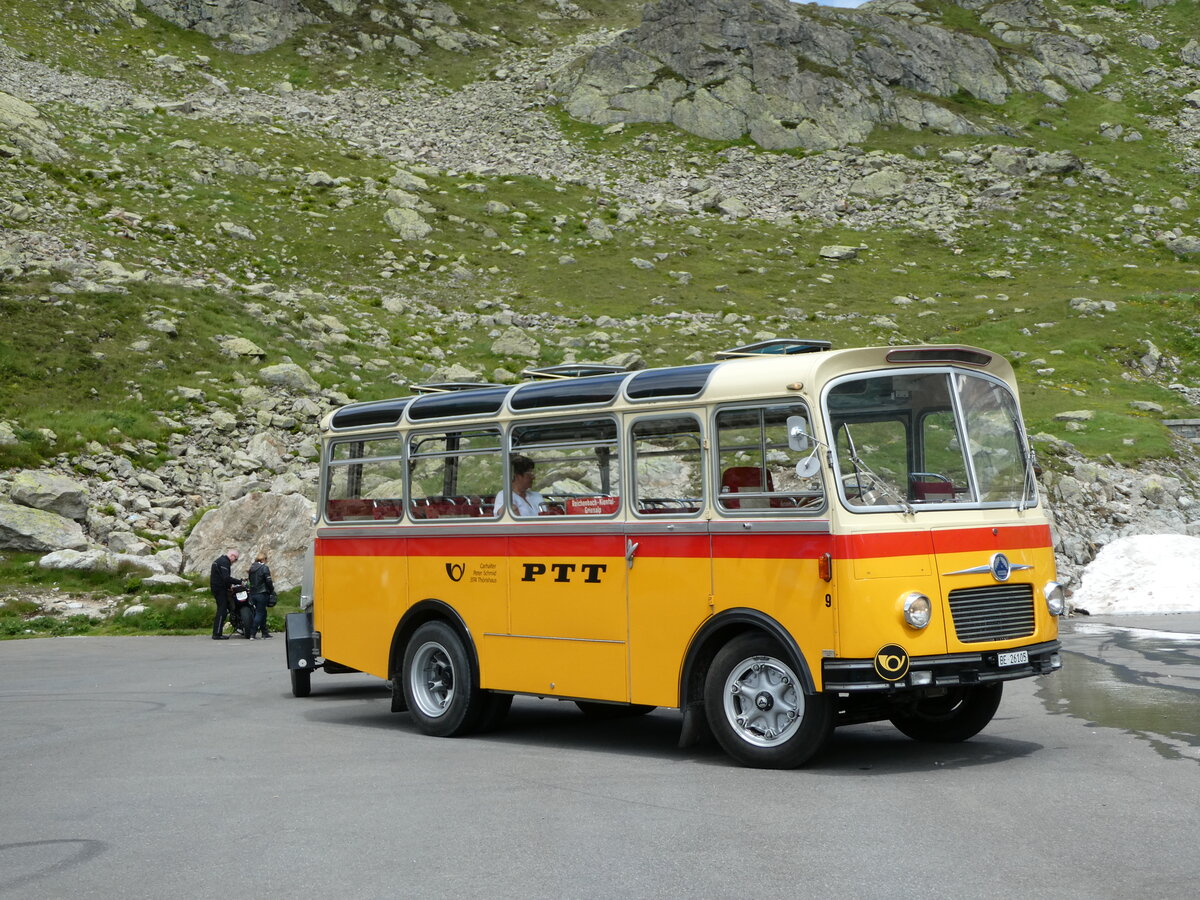 (237'975) - Schmid, Th�rishaus - Nr. 9/BE 26'105 - Saurer/R&J (ex Geiger, Adelboden Nr. 9) am 10. Juli 2022 in Susten, Passh�he