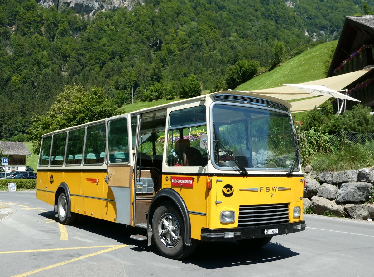 (238'236) - Wittwer, Chur - GR 16'004 - FBW/Gangloff (ex Eggenberger, M�riken; ex AVG Grindelwald Nr. 11; ex P 24'170) am 17. Juli 2022 in Kl�ntal, Rhodanneberg