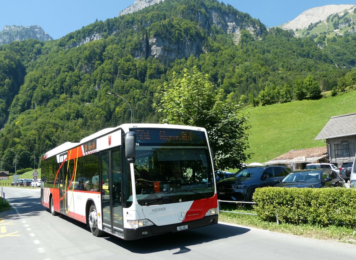 (238'251) - Niederer, Filzbach - Nr. 13/GL 40 - Mercedes am 17. Juli 2022 in Kl�ntal, Rhodannenberg