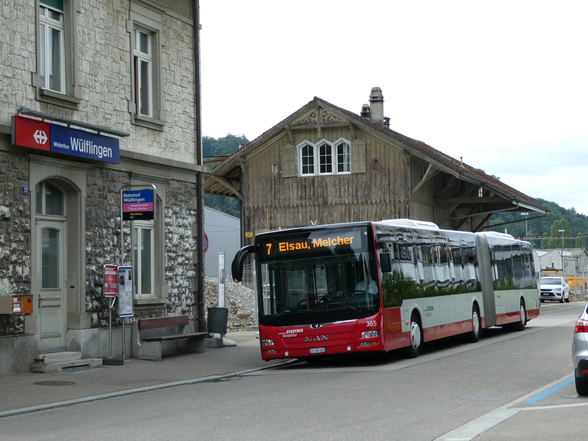 (238'952) - SW Winterthur - Nr. 365/ZH 760'365 - MAN am 7. August 2022 beim Bahnhof Winterthur W�lflingen