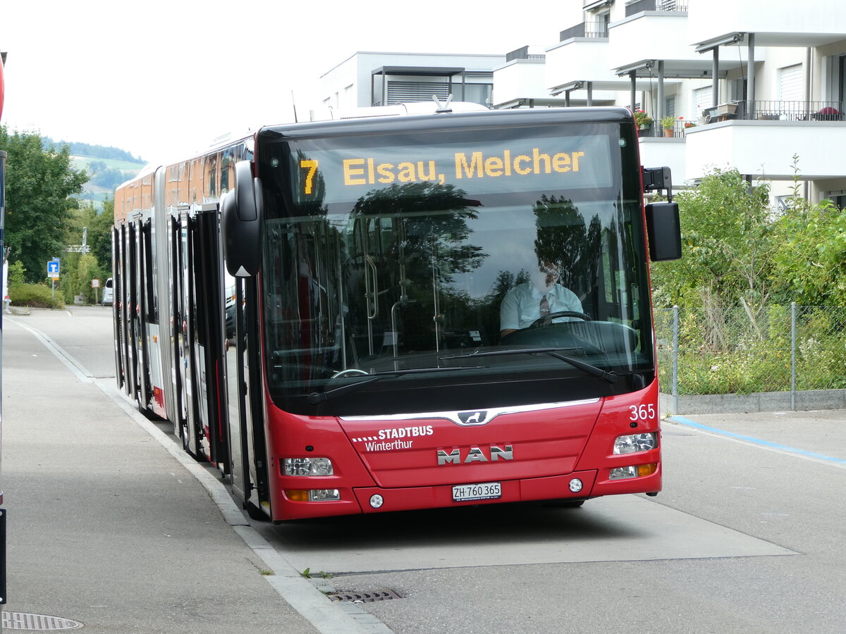 (238'953) - SW Winterthur - Nr. 365/ZH 760'365 - MAN am 7. August 2022 beim Bahnhof Winterthur W�lflingen