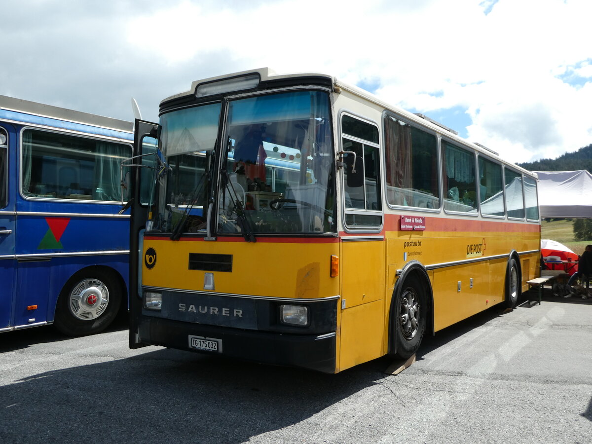 (239'173) - Sch�r, Ettenhausen - TG 175'032 - Saurer/R&J (ex Zimmermann, Kerns; ex Amstein, Willisau) am 20. August 2022 in Wildhaus, Munzenriet