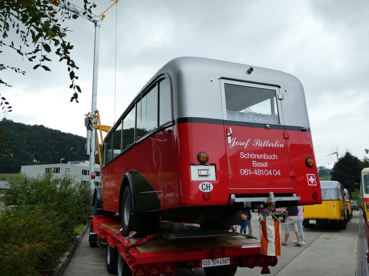 (239'565) - S�tterlin, Sch�nenbuch - Saurer/Gangloff (ex Geiger, Adelboden Nr. 11; ex P 23'100; ex P 2153) am 27. August 2022 in Oberkirch, CAMPUS Sursee
