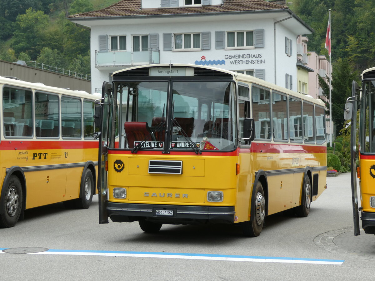 (239'763) - Ackermann, Landquart - GR 106'362 - Saurer/R&J (ex F�ssler, Unteriberg; ex Sch�rch, Gutenburg Nr. 6; ex P 24'358) am 28. August 2022 in Wolhusen, Markt