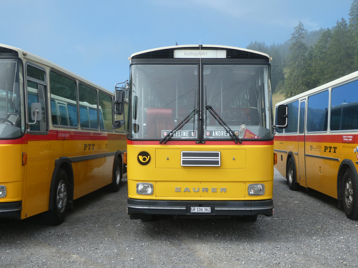 (239'791) - Ackermann, Landquart - GR 106'362 - Saurer/R&J (ex F�ssler, Untreriberg; ex Sch�rch, Gutenburg Nr. 6; ex P 24'358) am 28. August 2022 in Stalden, Langis