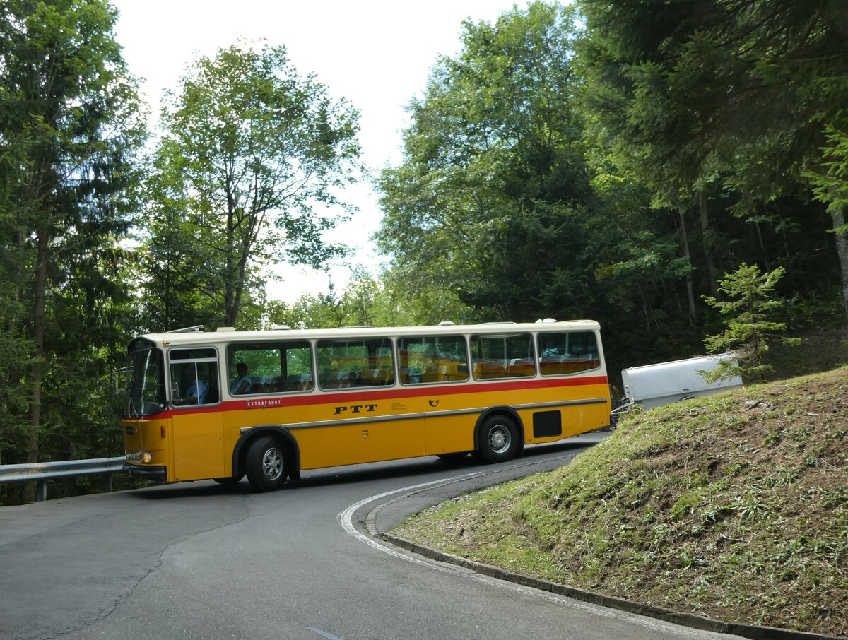 (239'838) - Schmid, Th�rishaus - BE 26'206 - Saurer/T�scher (ex P 24'244) am 28. August 2022 in Giswil, Emmenwald