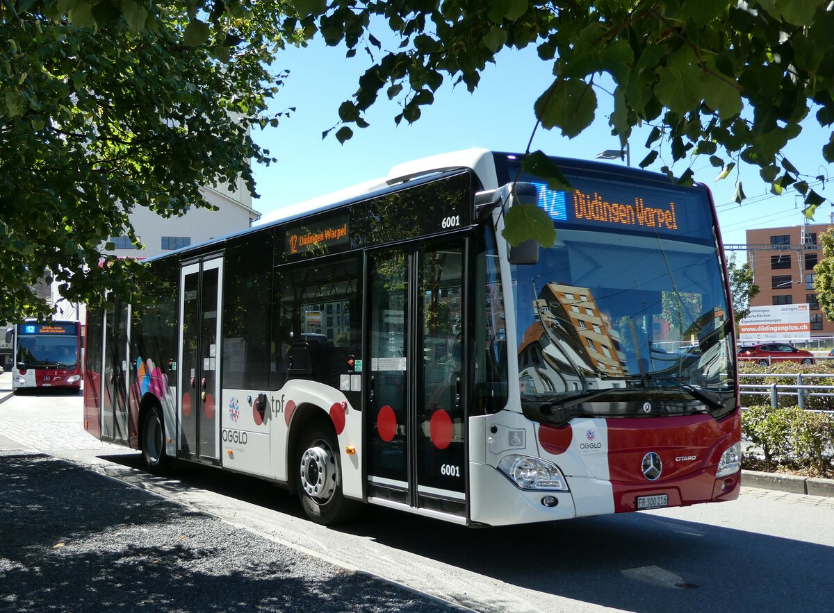(240'002) - TPF Fribourg - Nr. 6001/FR 300'216 - Mercedes am 11. September 2022 beim Bahnhof D�dingen