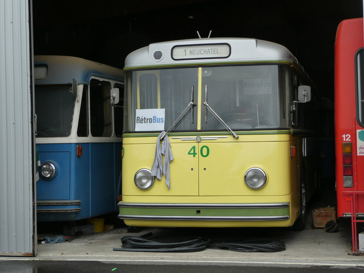 (240'168) - TN Neuch�tel (R�trobus) - Nr. 40 - Saurer/Hess Trolleybus (ex TPF Fribourg Nr. 340; ex TF Fribourg Nr. 40) am 24. September 2022 in Moudon, R�trobus