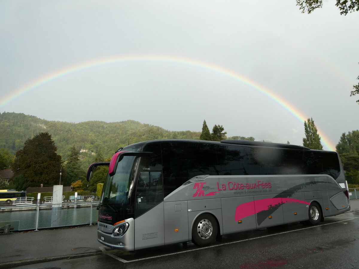 (240'219) - Auto-Transports, La C�te-aux-F�es - NE 993 - Setra am 24. September 2022 bei der Schiffl�ndte Thun