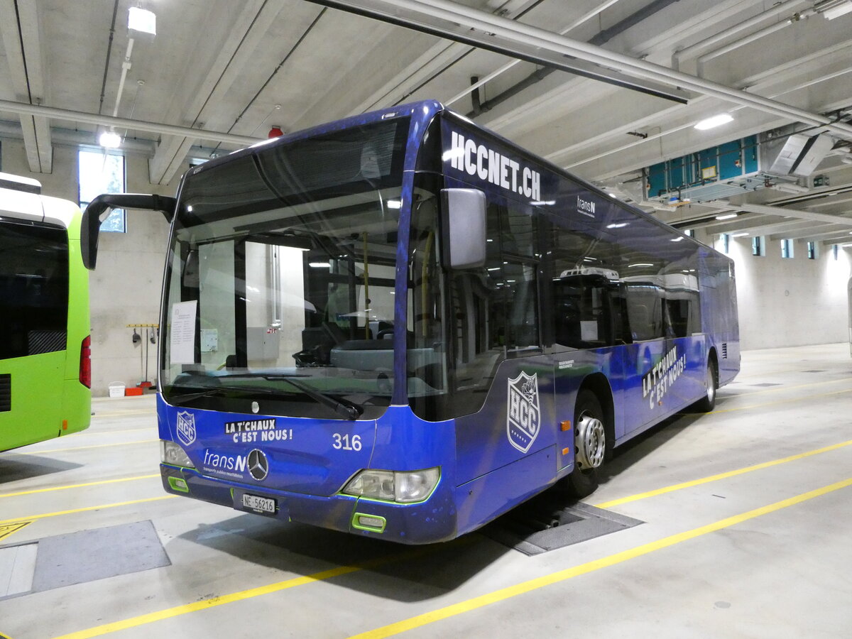 (240'385) - transN, La Chaux-de-Fonds - Nr. 316/NE 56'216 - Mercedes (ex TRN La Chaux-de-Fonds Nr. 316) am 1. Oktober 2022 in La Chaux-de-Fonds, D�p�t