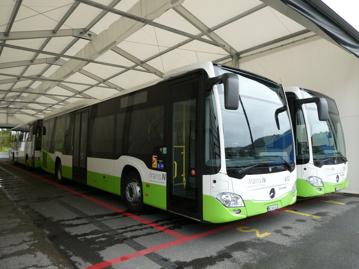 (240'409) - transN, La Chaux-de-Fonds - Nr. 413/NE 164'413 - Mercedes am 1. Oktober 2022 in La Chaux-de-Fonds, D�p�t