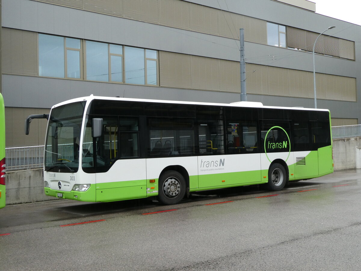 (240'416) - transN, La Chaux-de-Fonds - Nr. 303/NE 90'303 - Mercedes (ex TRN La Chaux-de-Fonds Nr. 303) am 1. Oktober 2022 in La Chaux-de-Fonds, D�p�t