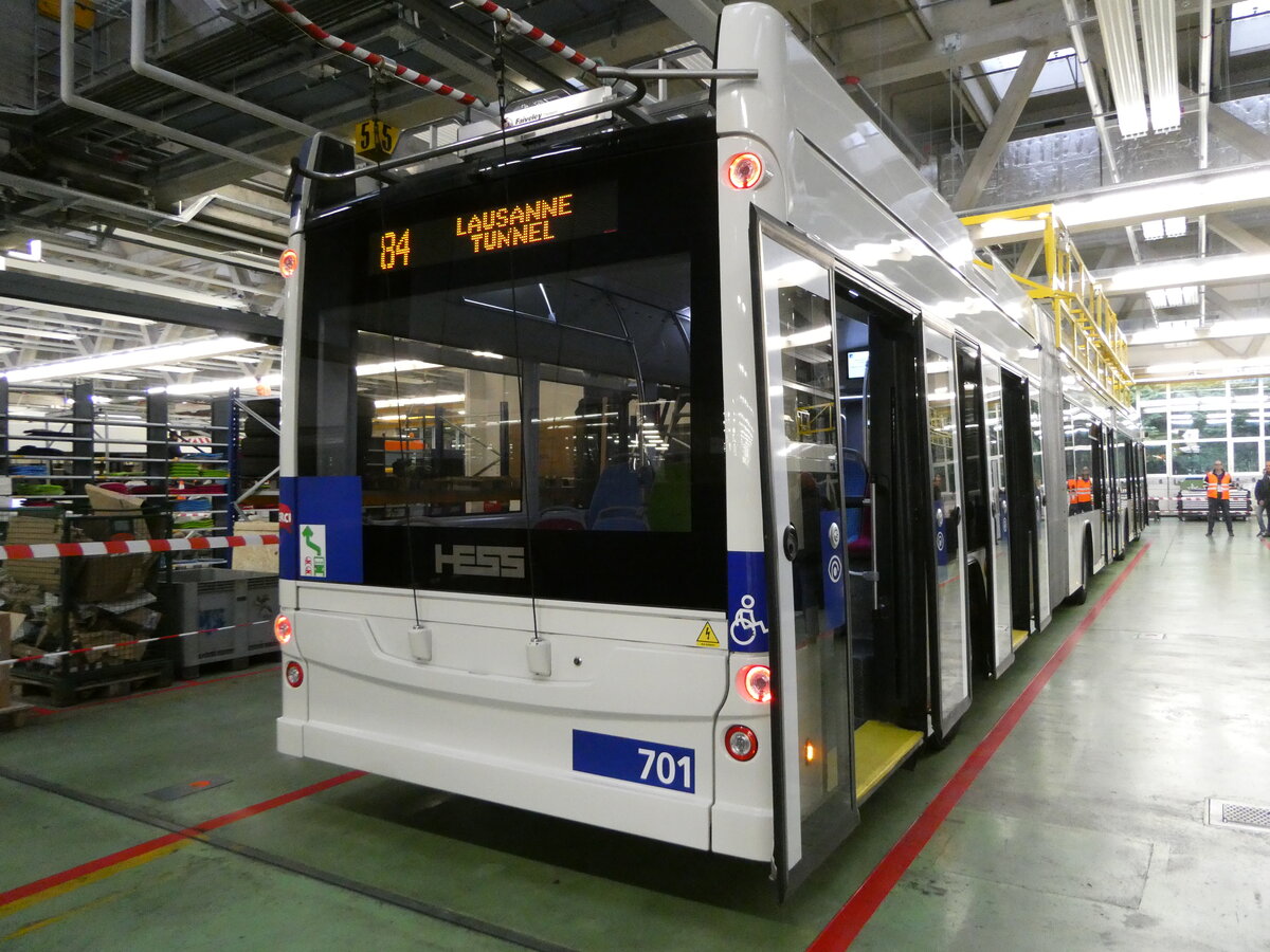 (240'436) - TL Lausanne - Nr. 701 - Hess/Hess Doppelgelenktrolleybus am 1. Oktober 2022 in Lausanne, D�p�t Borde