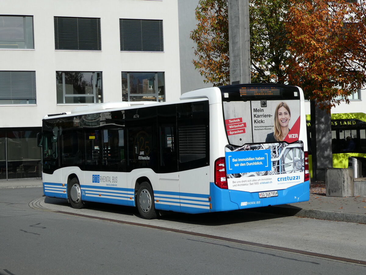 (240'896) - RTB Altst�tten - Nr. 74/SG 348'795 - Mercedes am 11. Oktober 2022 beim Bahnhof Sargans